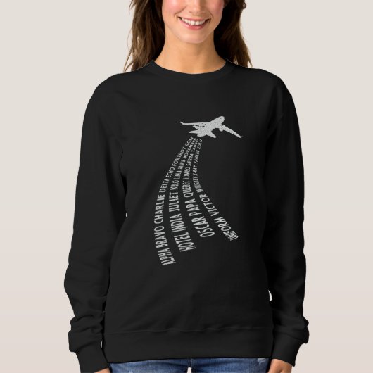 Sweatshirt Aviation Pilot Airplane Phonetic Alphabet Wordclou (Devant)