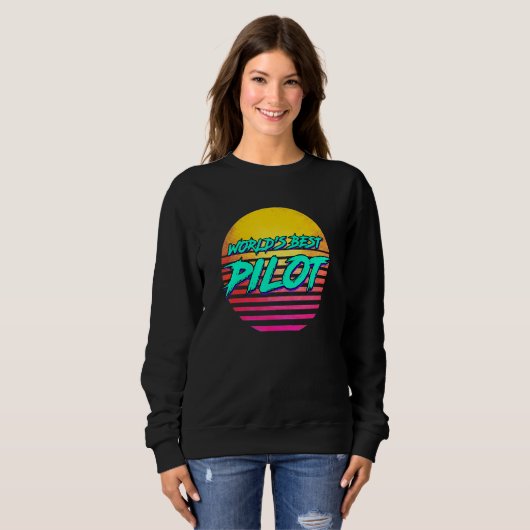 Sweatshirt Aviation Retro Pilot Profession (Devant entier)