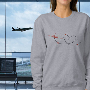 Sweatshirt Avion & Coeurs   minimaliste   Aviation   Voyage