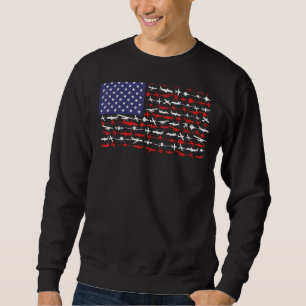 Sweatshirt Avion pilote Avion American Flag Plane Aviation
