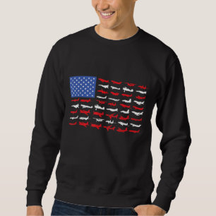 Sweatshirt Avion pilote Avion American Flag Plane Aviation