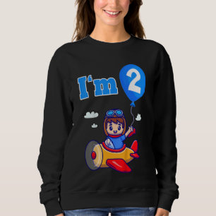 Sweatshirt Avion pilote enfant Avion I'm 2 Two Second Bir