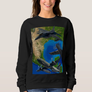 Sweatshirt Avions Militaires Au-Dessus de Toile