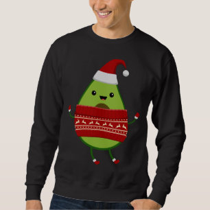 Sweatshirt Avocado De Noël Avec Chapeau De Père Noël Et Chaud