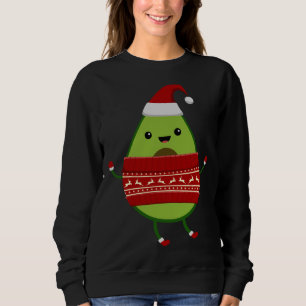Sweatshirt Avocado De Noël Avec Chapeau De Père Noël Et Chaud
