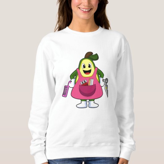 Sweatshirt Avocado en coiffeur avec ciseaux et comb (Devant)