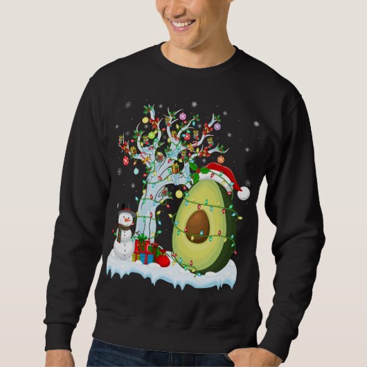 Sweatshirt Avocado Fruit Xmas Arbre Éclairage Santa Hat Avoca (Devant)