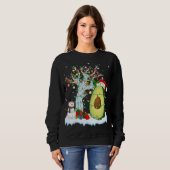 Sweatshirt Avocado Fruit Xmas Arbre Éclairage Santa Hat Avoca (Devant entier)