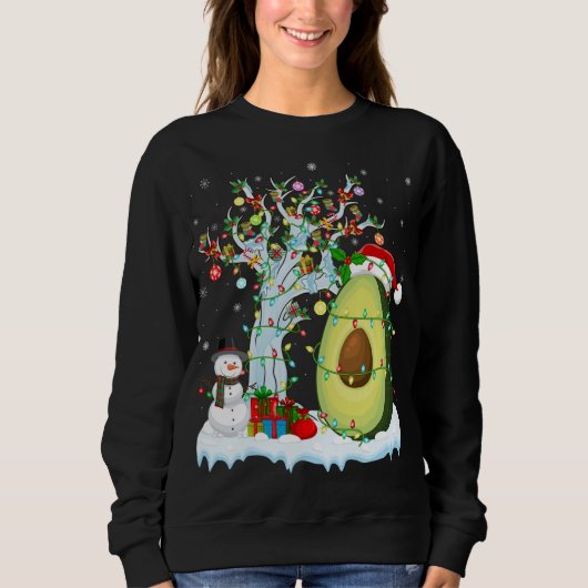Sweatshirt Avocado Fruit Xmas Arbre Éclairage Santa Hat Avoca (Devant)