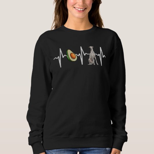 Sweatshirt Avocado Greyhound Heartbeat Chien (Devant)