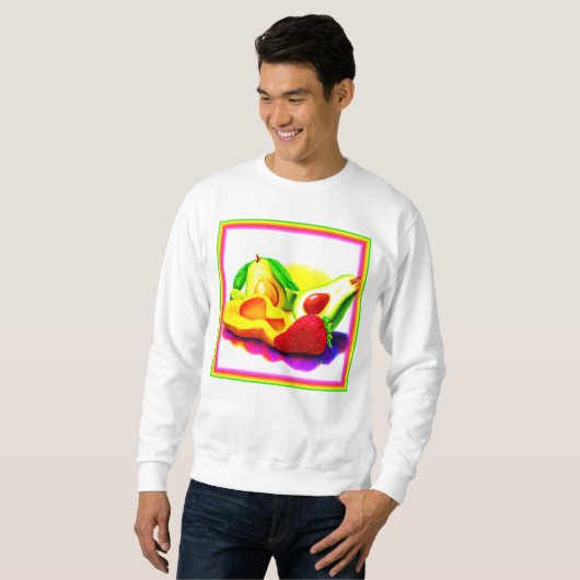 Sweatshirt Avocado tropical, fraise et mangue. Commandez dès (Devant entier)