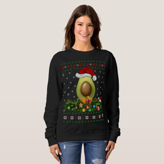 Sweatshirt Avocados Amoureux Fruit Xmas Santa Hat Ugly Avocad (Devant entier)