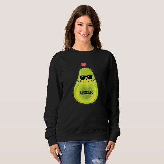 Sweatshirt Avocato Cute Cat Avocado Vegan Et Cat Kitten (Devant entier)