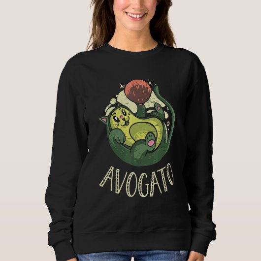 Sweatshirt Avogato Cat Feline Meow Guacamole Vegan and Vegeta (Devant)