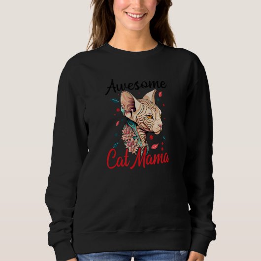 Sweatshirt Awesome Cat Mama Sphynx Cat Mom (Devant)