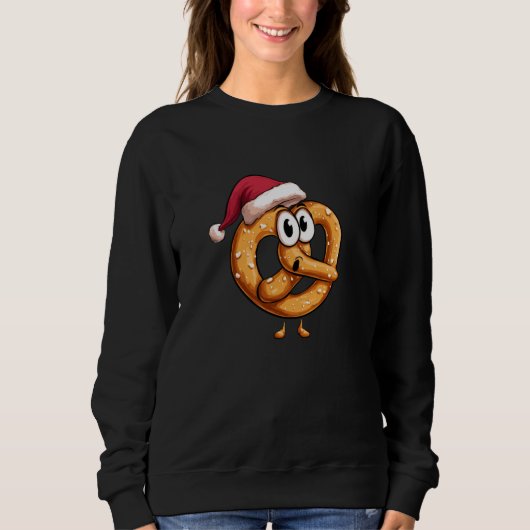 Sweatshirt Awesome Festive Pretzel with Santa Claus Hat Costu (Devant)