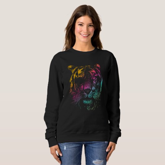 Sweatshirt Awesome realistic hand drawn TIGER WITH EYEPATCH (Devant entier)
