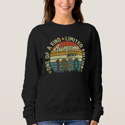Sweatshirt Awesome Since 1960 Vintage One Of Kind (Devant)