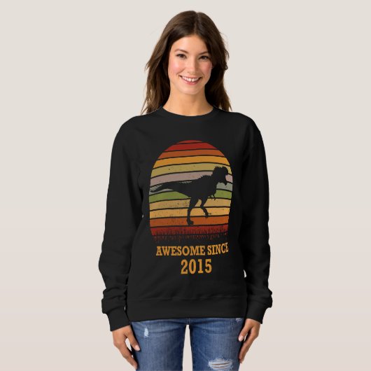 Sweatshirt Awesome Since 2015 Rex Dinosaur Sunset For Boys An (Devant entier)