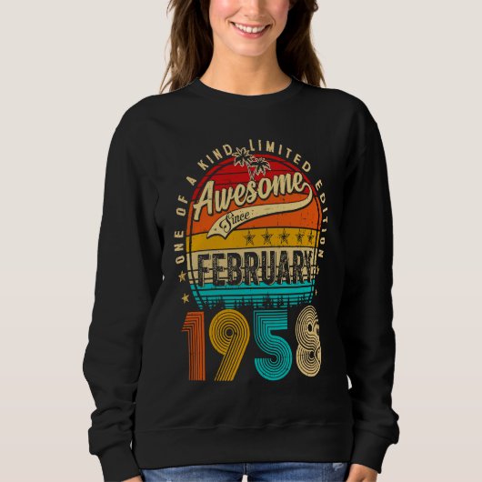 Sweatshirt Awesome Since February 1958 65 Years Old 65th Birt (Devant)