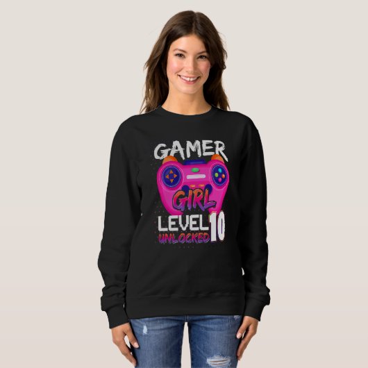 Sweatshirt Awesome Video Games Controller Level 10 Unlocked G (Devant entier)