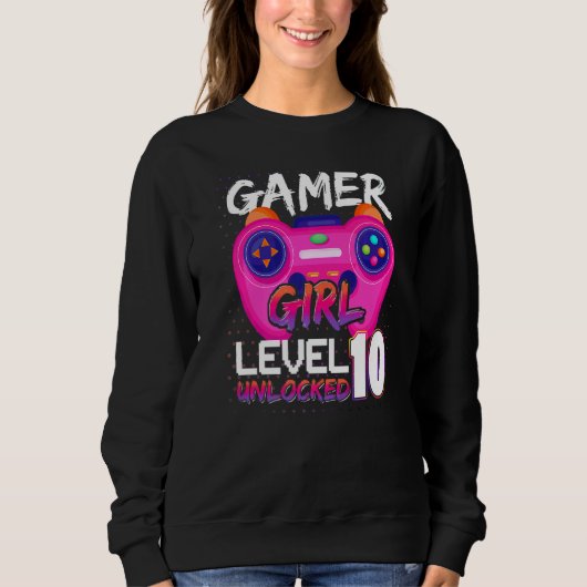Sweatshirt Awesome Video Games Controller Level 10 Unlocked G (Devant)