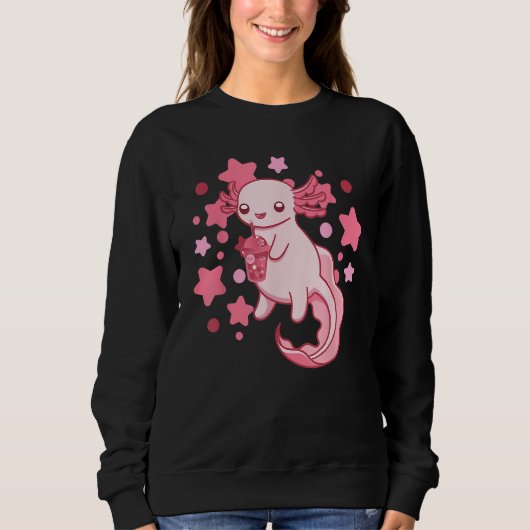 Sweatshirt Axolotl Milk Tea Axolotl Drinking Boba Tea Pet Axo (Devant)