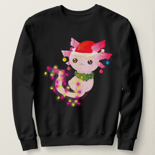 Sweatshirt Axolotl rose pâle aux lumières de Noël (Design devant)