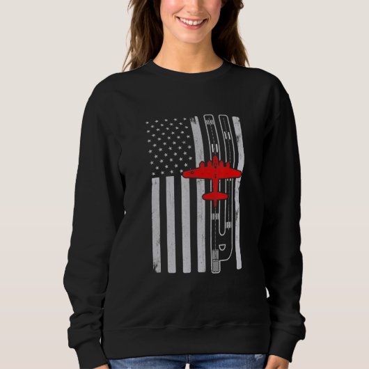 Sweatshirt B-17 Forteresse volant Avion Drapeau Américain Pis (Devant)
