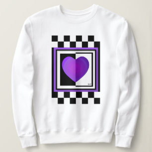 Sweatshirt B&W Purple Hearts Beating