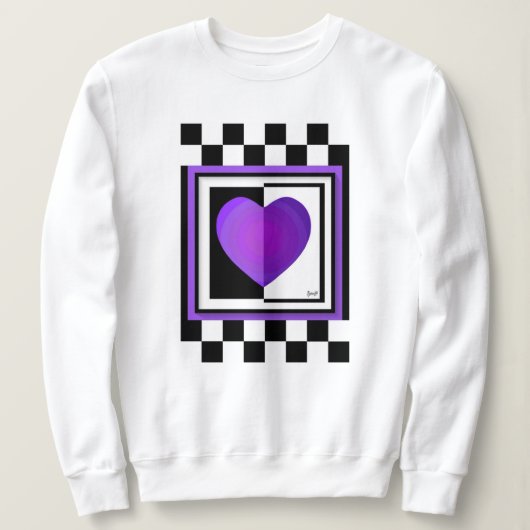 Sweatshirt B&W Purple Hearts Beating (Design devant)