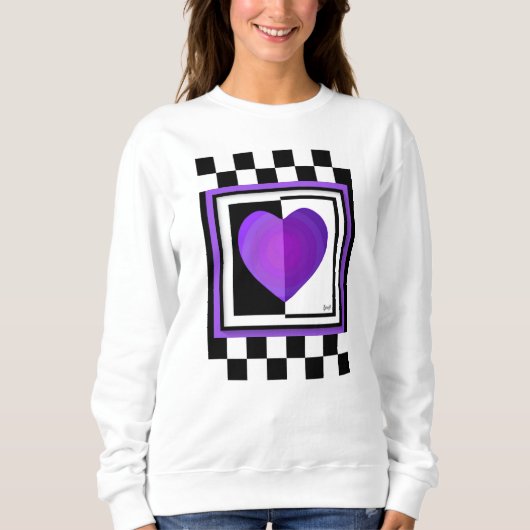 Sweatshirt B&W Purple Hearts Beating (Devant)