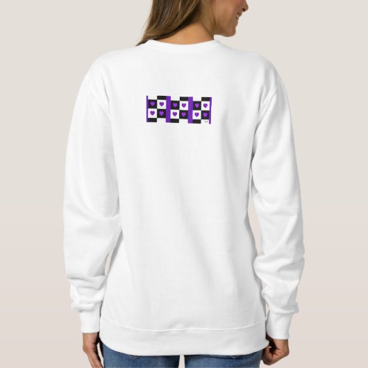 Sweatshirt B&W Purple Hearts Beating (Dos)