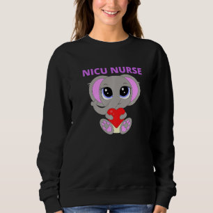 Sweatshirt Baby Elephant Nicu Nurse Avec Coeur Rouge