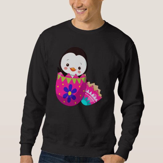 Sweatshirt Baby Penguins Hatching From Easter Egg Easter Day (Devant)