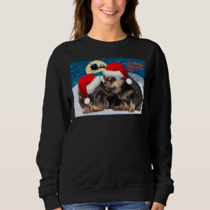 Sweatshirt Baby Rottweiler Noël Avec Casquettes Rouges Et Sle