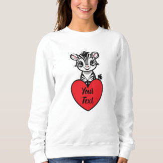 Sweatshirt Baby Zebra Heart avec votre message personnalisé