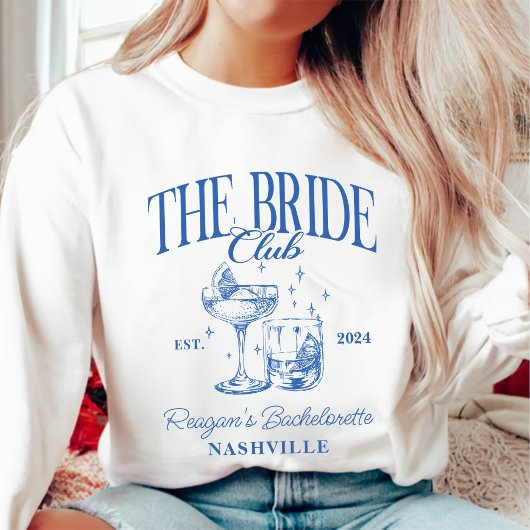 Sweatshirt Bachelorette Party Retro Cocktail Blue Bride