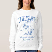 Sweatshirt Bachelorette Party Retro Cocktail Blue Bride (Devant)