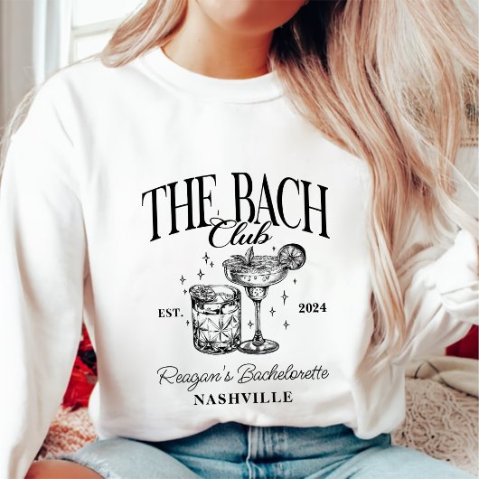 Sweatshirt Bachelorette personnalisée Cocktail rétro Noir