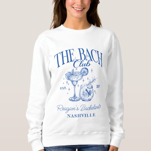 Sweatshirt Bachelorette personnalisée Retro Cocktail bleu (Devant)