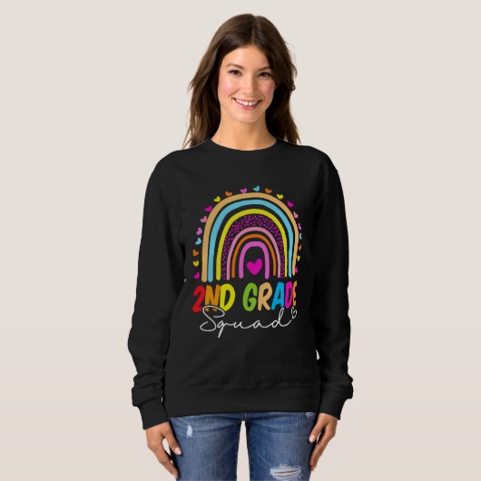 Sweatshirt Back To School  2nd Second Grade Squad Rainbow Tea (Devant entier)