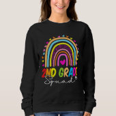 Sweatshirt Back To School  2nd Second Grade Squad Rainbow Tea (Devant)