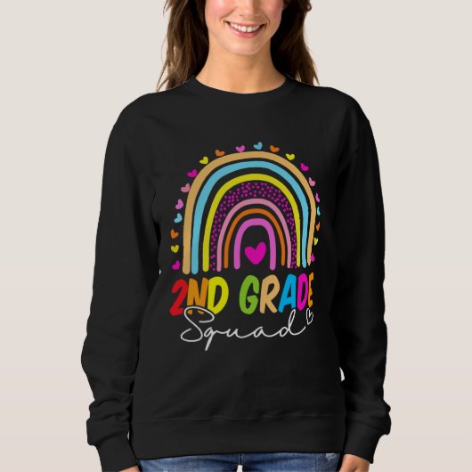 Sweatshirt Back To School  2nd Second Grade Squad Rainbow Tea (Devant)
