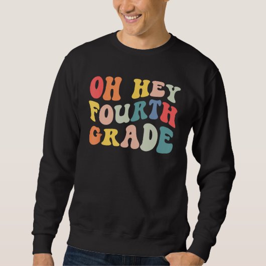 Sweatshirt Back to School 4th Grade Grade Groovy Teacher Kids (Devant)