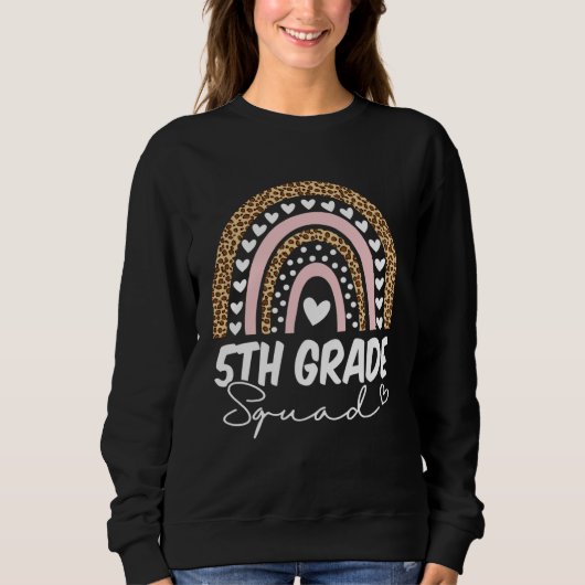 Sweatshirt Back To School 5th Fifth Grade Squad Rainbow Teac (Devant)