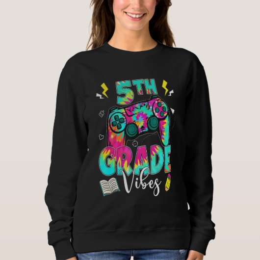 Sweatshirt Back To School 5th Grade Vibes Video Game Teacher  (Devant)