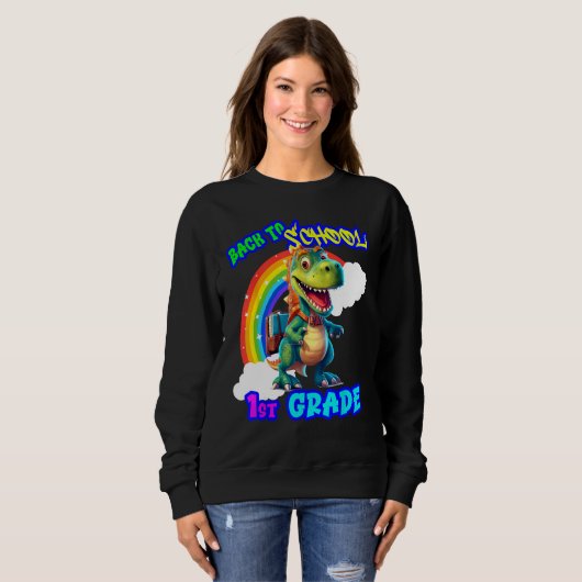 Sweatshirt Back to School Dinosaur 1st Grade (Devant entier)