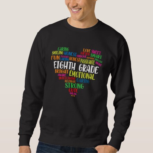 Sweatshirt Back To School Eighth Grade Team Heart Teacher Stu (Devant)