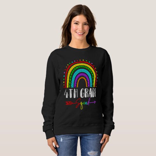 Sweatshirt Back To School Fourth 4th Grade Squad Cute Rainbow (Devant entier)